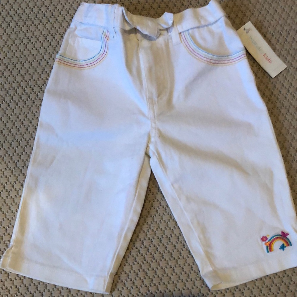 Pants capri toddler girls new size 2T white 98% cotton spandex Wonderkids